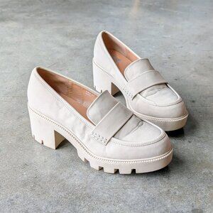DV Dolce Vita Neeka Beige Lug Sole Platform Loafers size 8.5